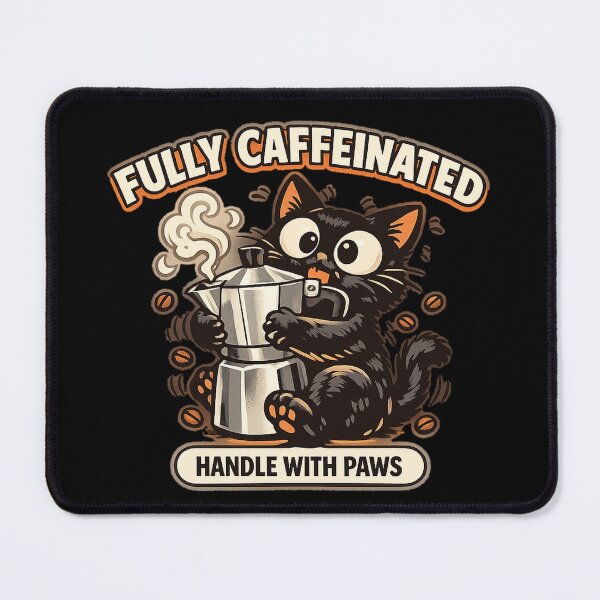 Item preview, Fully Caffeinated Handle With Paws Cat designed and sold by Concrete Coffee Studio.