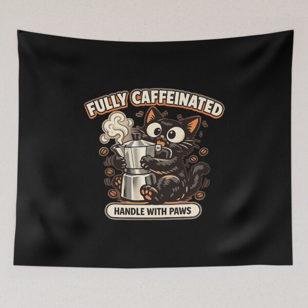 Item preview, Fully Caffeinated Handle With Paws Cat designed and sold by Concrete Coffee Studio.
