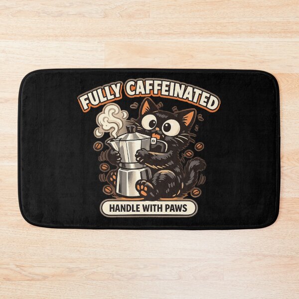 Item preview, Fully Caffeinated Handle With Paws Cat designed and sold by Concrete Coffee Studio.
