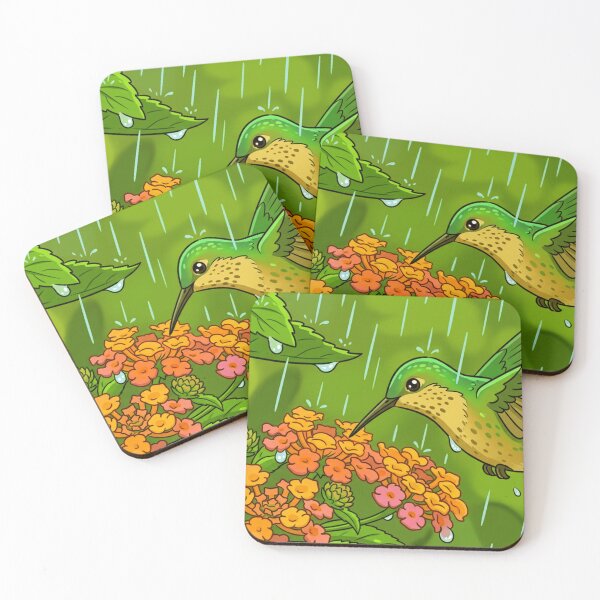 Item preview, Hummingbird and Lantana Blossoms in a Summer Rain designed and sold by BLUESKY11a.