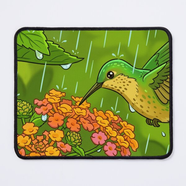 Item preview, Hummingbird and Lantana Blossoms in a Summer Rain designed and sold by BLUESKY11a.