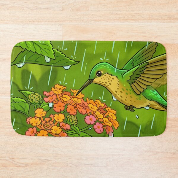 Item preview, Hummingbird and Lantana Blossoms in a Summer Rain designed and sold by BLUESKY11a.