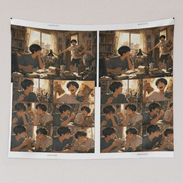 Item preview, Student Life Cozy Reading Room Comic Print designed and sold by Grafititee.