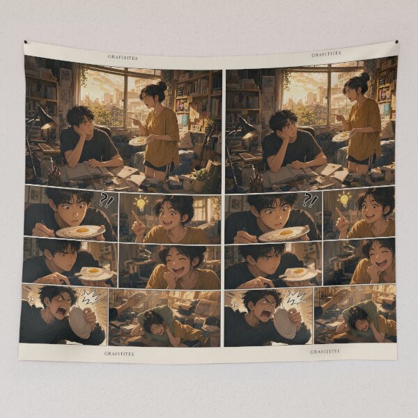 Item preview, Student Life Cozy Reading Room Comic Print designed and sold by Grafititee.