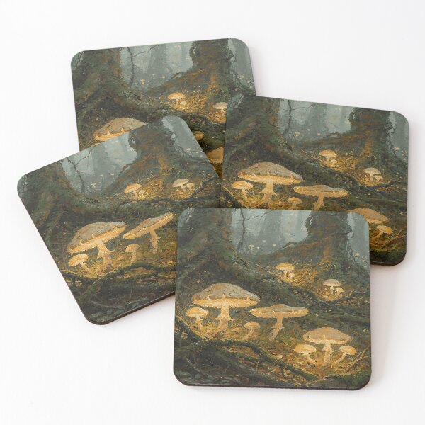 Item preview, Glowing Forest Mushrooms in Enchanted Woodland Fantasy Nature Painting designed and sold by cr6zym1nd.