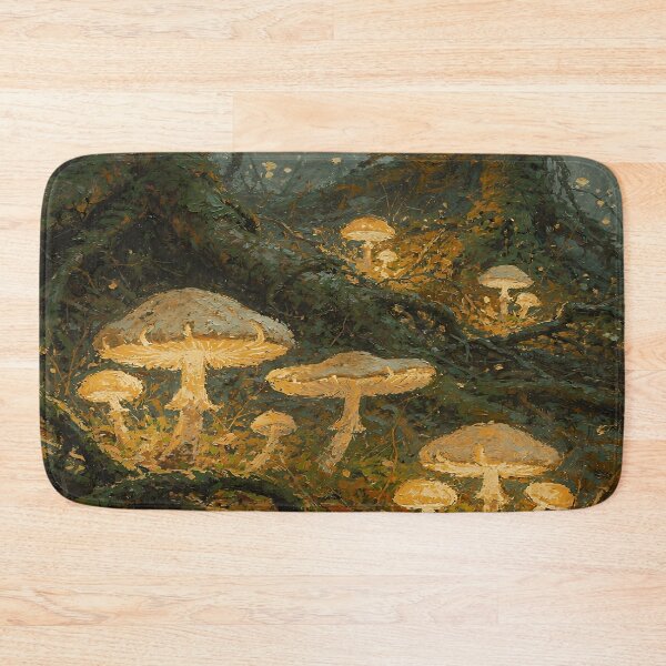 Item preview, Glowing Forest Mushrooms in Enchanted Woodland Fantasy Nature Painting designed and sold by cr6zym1nd.