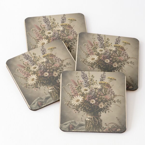 Item preview, Vintage Wildflower Bouquet in Antique Sepia  designed and sold by ChubbyGoong.