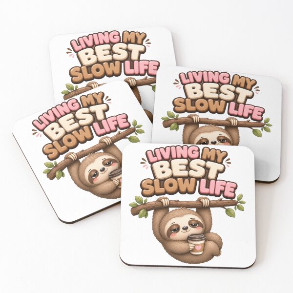 Item preview, Living My Best Slow Life Kawaii Sloth designed and sold by BoosterShop.
