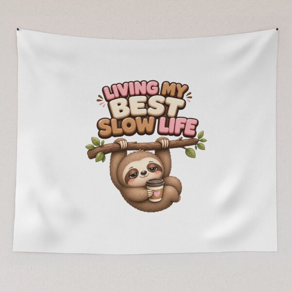 Item preview, Living My Best Slow Life Kawaii Sloth designed and sold by BoosterShop.
