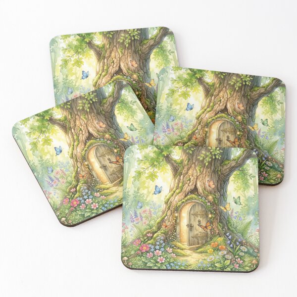 Item preview, Summer Fairy Door Watercolor Cottagecore Art designed and sold by CalmCapy Co.