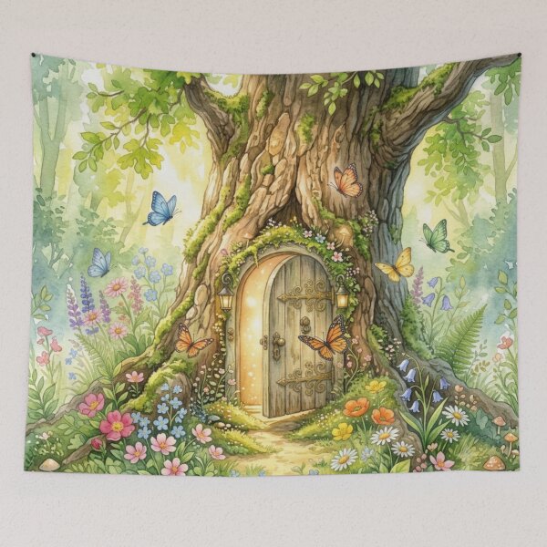 Item preview, Summer Fairy Door Watercolor Cottagecore Art designed and sold by CalmCapy Co.