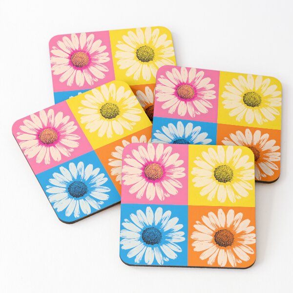 Item preview, Colorful Pop Art Daisies Grid Retro Floral  designed and sold by ChubbyGoong.