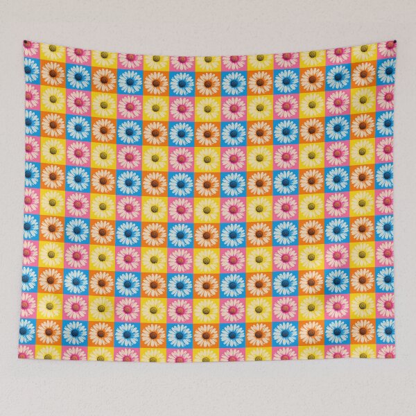 Item preview, Colorful Pop Art Daisies Grid Retro Floral  designed and sold by ChubbyGoong.