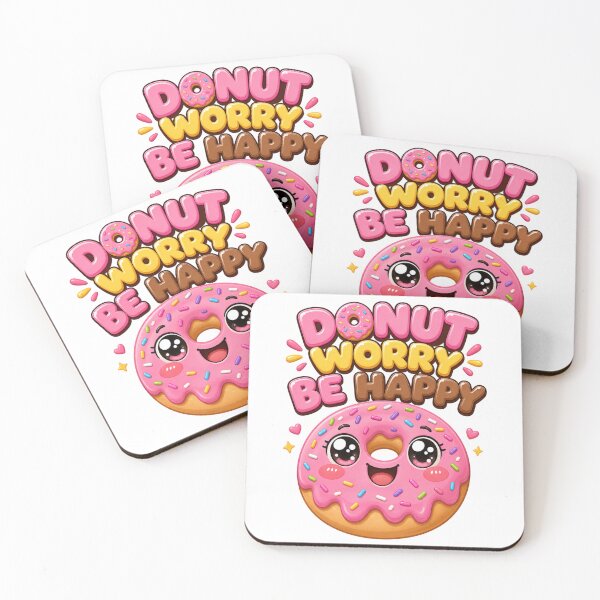 Item preview, Donut Worry Be Happy Cute Kawaii Donut designed and sold by BoosterShop.