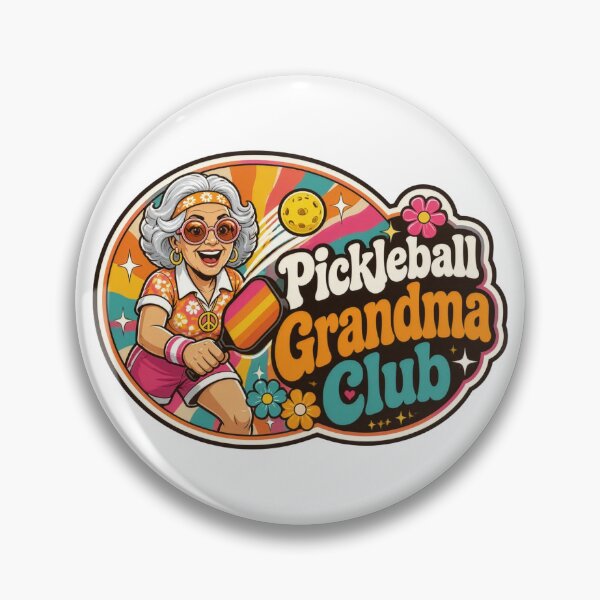 Item preview, Pickleball Grandma Club Retro 70s Groovy Badge T-Shirt - Energetic Grandma Pickleball Alternative titles designed and sold by The Curio Cabinet.