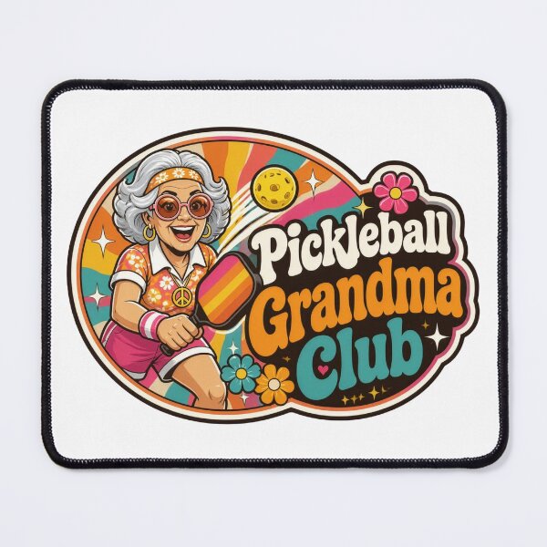 Item preview, Pickleball Grandma Club Retro 70s Groovy Badge T-Shirt - Energetic Grandma Pickleball Alternative titles designed and sold by The Curio Cabinet.