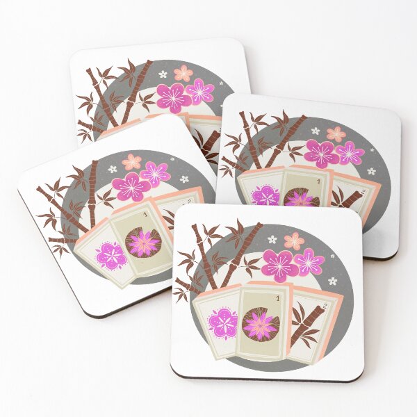 Item preview, Mahjong Garden - retro bubble badge - pink and gray designed and sold by Home Cyn Home.