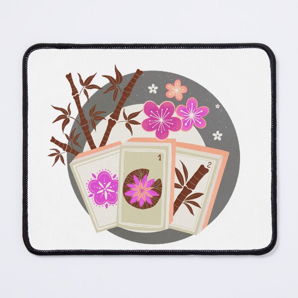 Item preview, Mahjong Garden - retro bubble badge - pink and gray designed and sold by Home Cyn Home.
