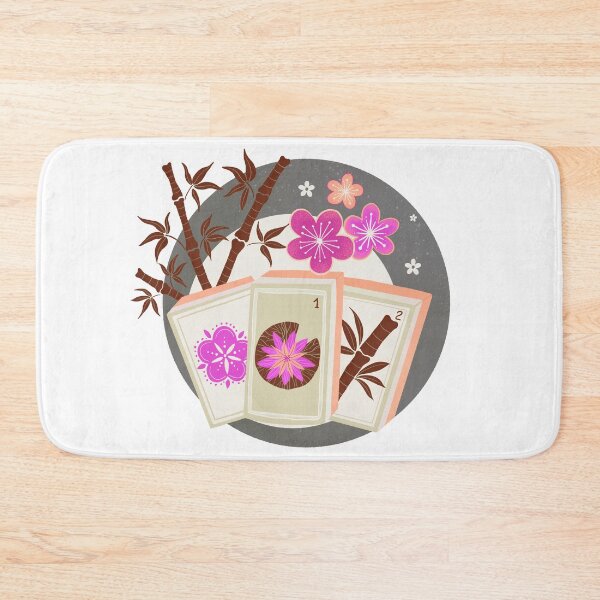 Item preview, Mahjong Garden - retro bubble badge - pink and gray designed and sold by Home Cyn Home.