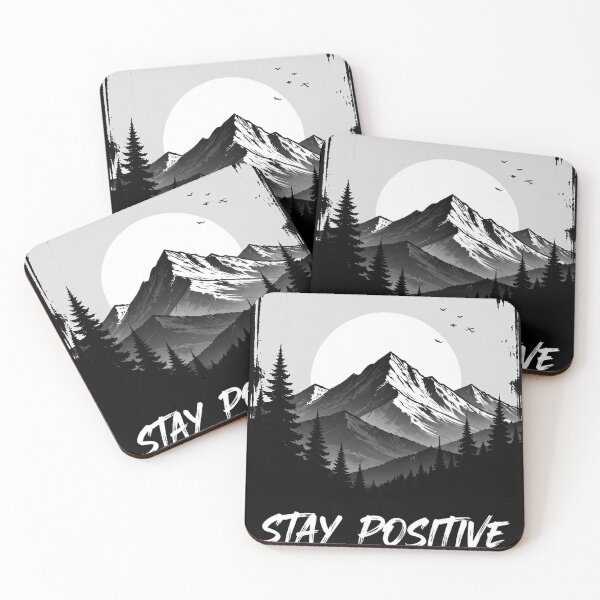 Item preview, Stay Positive Keep Going Mountain Adventure Motivational Nature T-Shirt | Minimal Black and White Wilderness Design designed and sold by NBT-NOVA.