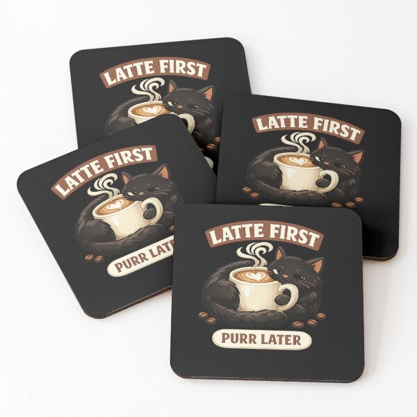 Item preview, Latte First Purr Later designed and sold by Concrete Coffee Studio.