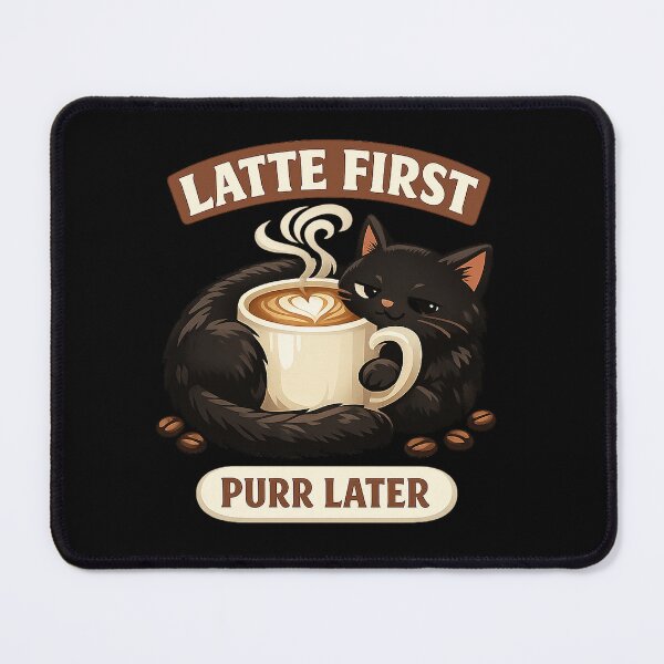 Item preview, Latte First Purr Later designed and sold by Concrete Coffee Studio.
