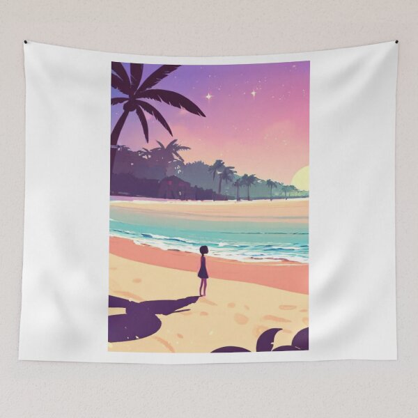 Item preview, Travel - Young Girl on Tropical Beach, Vibrant Twilight Colors designed and sold by Reverso-Design.