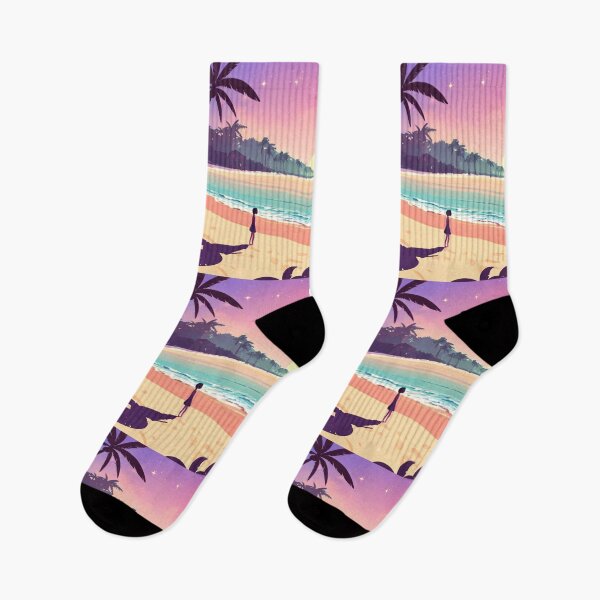 Artikelvorschau, Travel - Young Girl on Tropical Beach, Vibrant Twilight Colors entworfen und verkauft von Reverso-Design.
