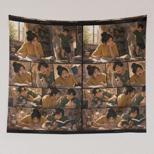 Item preview, Student Life Cozy Reading Room Comic Print designed and sold by Grafititee.