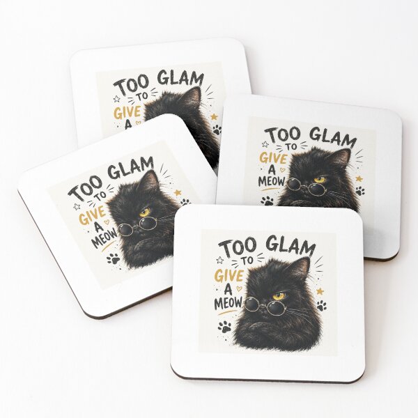 Item preview, Too Glam To Give A Meow Funny Black Cat designed and sold by Rogue Heart Collective™.