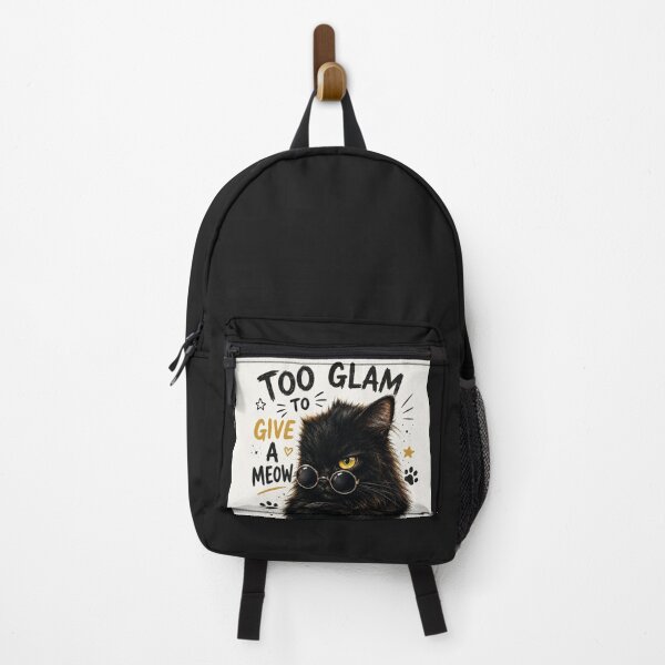 Item preview, Too Glam To Give A Meow Funny Black Cat designed and sold by Rogue Heart Collective™.