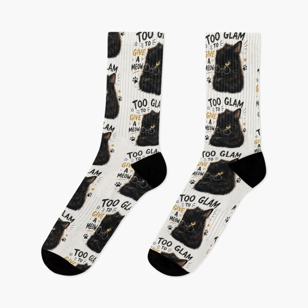Item preview, Too Glam To Give A Meow Funny Black Cat designed and sold by Rogue Heart Collective™.