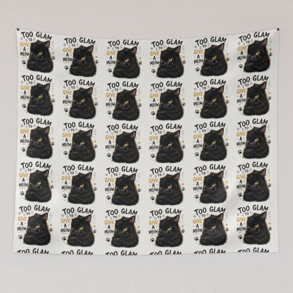 Item preview, Too Glam To Give A Meow Funny Black Cat designed and sold by Rogue Heart Collective™.