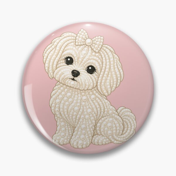 Item preview, Pearl Girly Puppy with Bow - Elegant Cute Maltese Dog designed and sold by pixiedustpaint.