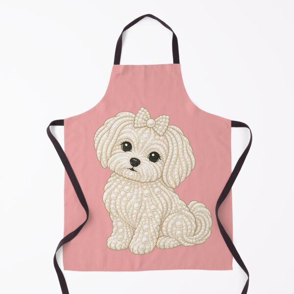 Item preview, Pearl Girly Puppy with Bow - Elegant Cute Maltese Dog designed and sold by pixiedustpaint.
