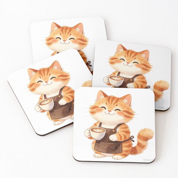 Item preview, Cute Orange Cat Barista Coffee Lover designed and sold by onjirastudio7.