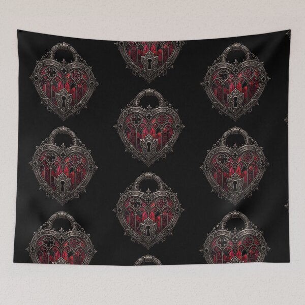 Item preview, Heart-Shaped Padlock — Ruby Gothic Stained Glass designed and sold by David Mateo ArtWorks.