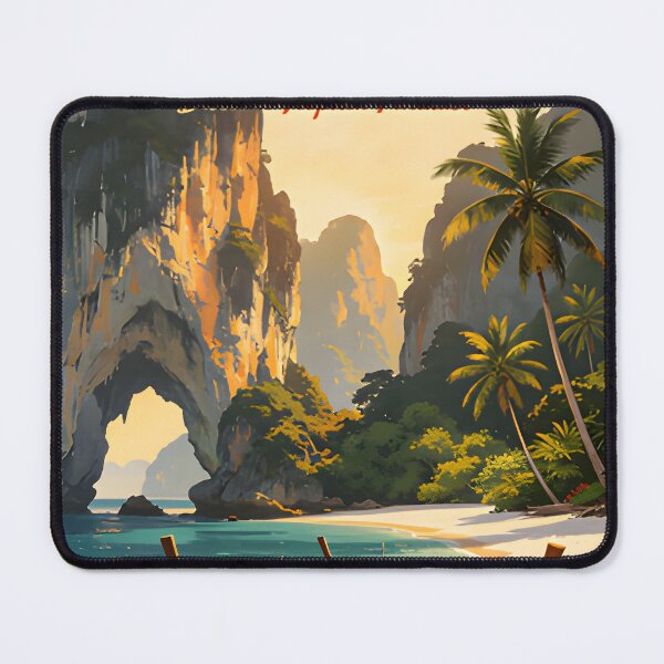 Item preview, Railay Beach Thailand Vintage Travel Poster Tropical Coastal Wall Art designed and sold by Spirit of Siam.