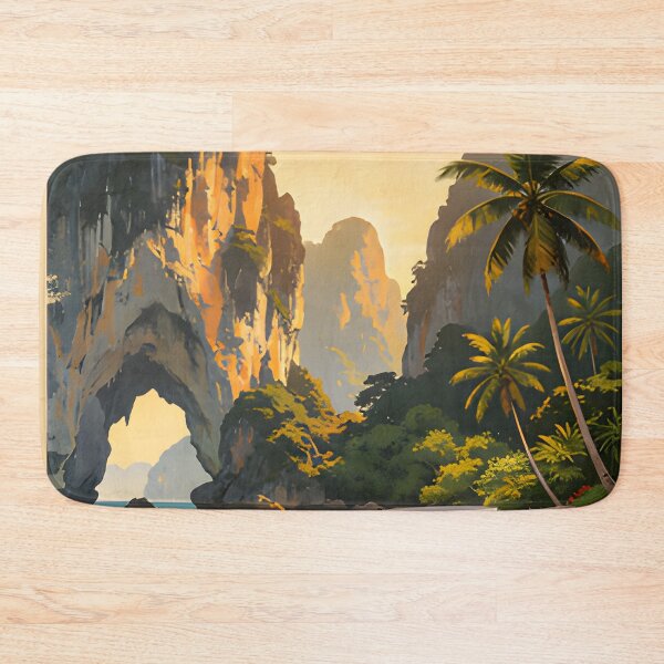 Item preview, Railay Beach Thailand Vintage Travel Poster Tropical Coastal Wall Art designed and sold by Spirit of Siam.