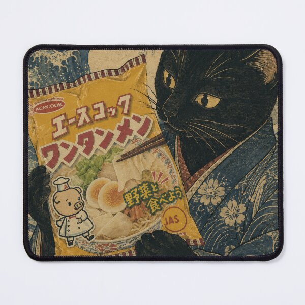 Item preview, The Great Wave of Wonton Ramen and Black Cat designed and sold by Komatoya.