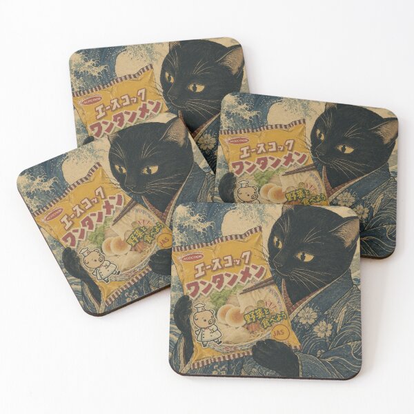 Item preview, The Great Wave of Wonton Ramen and Black Cat designed and sold by Komatoya.