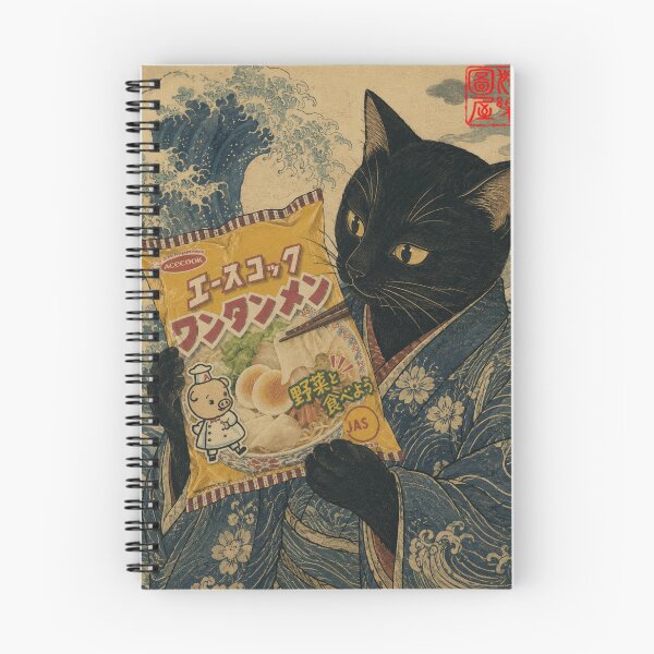 Item preview, The Great Wave of Wonton Ramen and Black Cat designed and sold by Komatoya.