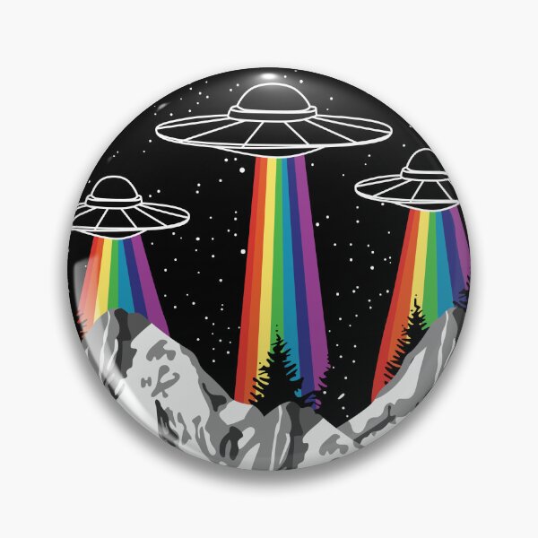 Item preview, Rainbow UFO Abduction Over Mountains designed and sold by Rogue Heart Collective™.