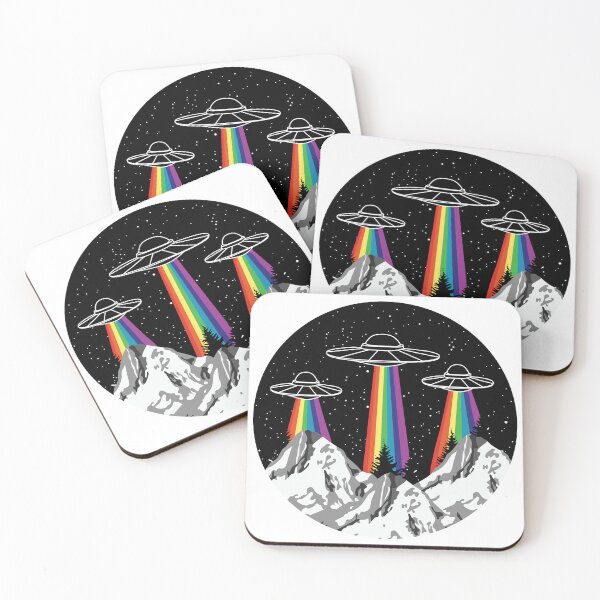 Item preview, Rainbow UFO Abduction Over Mountains designed and sold by Rogue Heart Collective™.