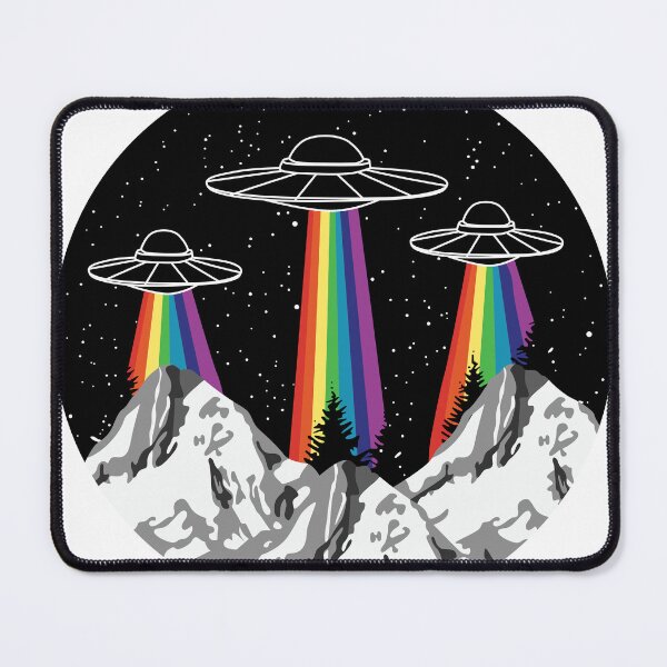Item preview, Rainbow UFO Abduction Over Mountains designed and sold by Rogue Heart Collective™.