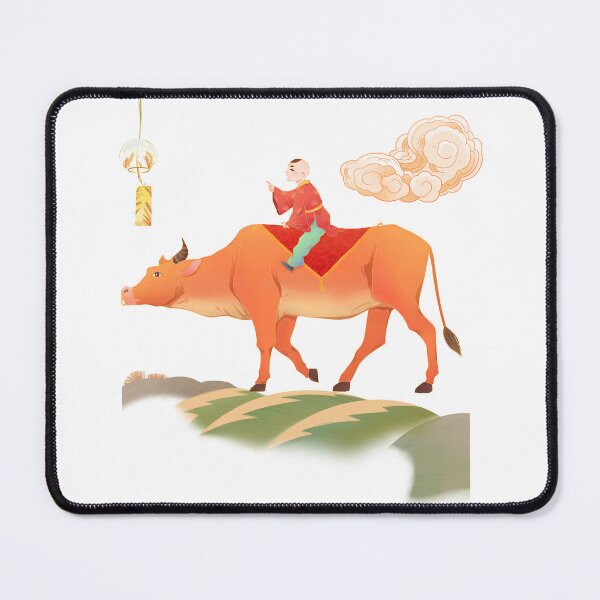 Item preview, Cute Traditional Eastern Illustration – Child Riding Ox Aesthetic Art | Soft Vintage Cultural Design designed and sold by Emianartstudio.