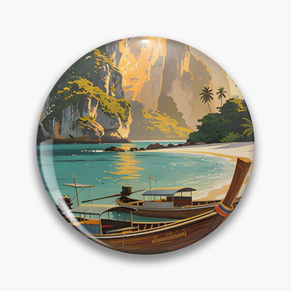 Item preview, Railay Beach Thailand Vintage Travel Poster Tropical Coastal Wall Art designed and sold by Spirit of Siam.