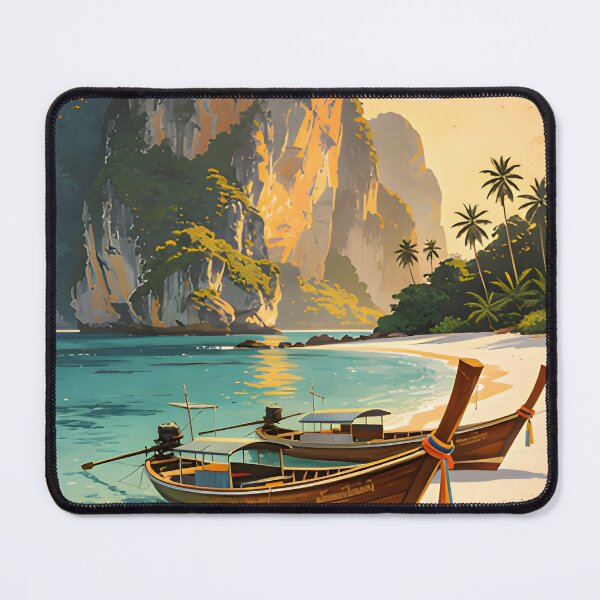 Item preview, Railay Beach Thailand Vintage Travel Poster Tropical Coastal Wall Art designed and sold by Spirit of Siam.
