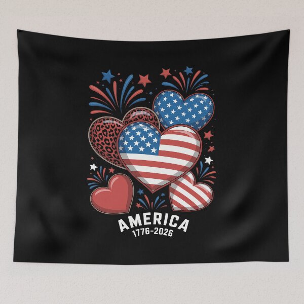 Item preview, Flag Heart Leopard 1776 2026 July 4th 250th Birthday designed and sold by sailorjessiArt.