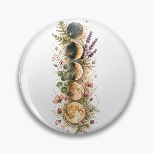 Item preview, Moon Phases and Botanicals — Celestial Witch Vertical Art designed and sold by DreamelleStudio.